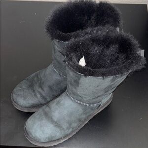 UGG Black Winter Boots with Plush Fur Trim